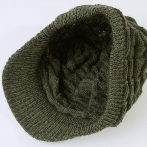 Skullies & Beanies Unisex Winter Hats with Visor Warm ski hat Stylish Knitted hat for Men and Women - Army Green -Melange - C...