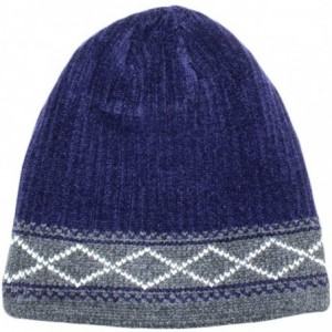 Skullies & Beanies Women Men Unisex Knitted Thermal Winter Cap Casual Beanies - Navy/Diamond Pattern - CN12N2SEMB1 $7.85