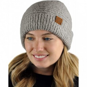 Skullies & Beanies Unisex Solid Color Warm Boucle Knit Skull Cap Cuff Beanie - Light Melange Gray - C318YZK8M7M $12.33