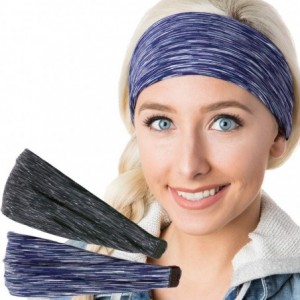 Headbands Adjustable & Stretchy Space Dye Xflex Wide Headbands for Women Girls & Teens - Black & Navy Space Dye 2pk - CS182A5...
