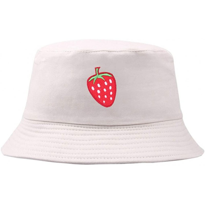 Bucket Hats Sun-Protection Bucket-Hat Strawberry-Fruit Packable - Summer Fisherman Cap Beach - Beige - CG18RYLOH86 $14.58