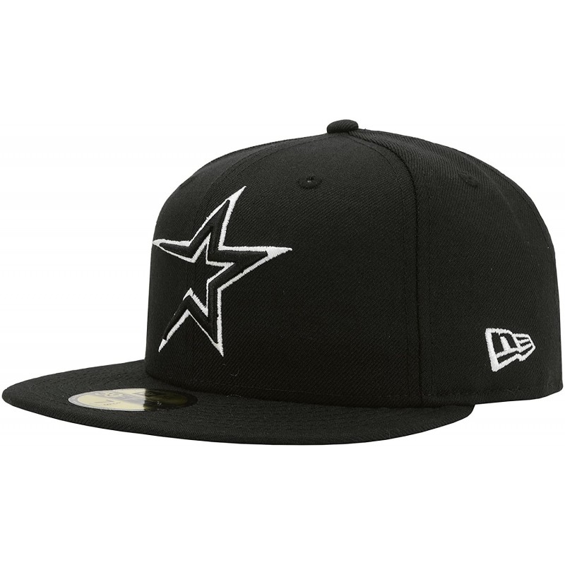 Baseball Caps Men's Astros Black/White Fitted hat Cap - CD18KIL8OCD $32.78
