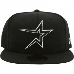 Baseball Caps Men's Astros Black/White Fitted hat Cap - CD18KIL8OCD $32.78