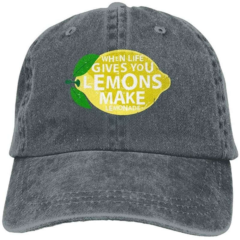 Baseball Caps When Life Gives You Lemons- Make Lemonade Vintage Adjustable Baseball Caps Denim Hat - Asphalt - CK188MXIT9Q $9.74