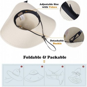 Sun Hats Womens Sun Straw Hat Wide Brim UPF 50 Summer Hat Foldable Roll up Floppy Beach Hats for Women - Beige - CJ18W32Y3KH ...