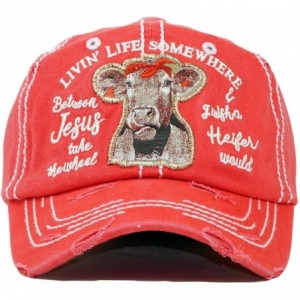 Baseball Caps Vintage Ball Caps for Women Mama Bear Dog Mom Washed Cap - Livin' Life Somewhere- Coral - CJ18ZY0YQMI $17.20