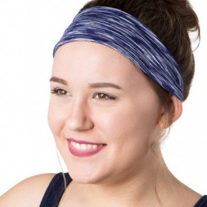 Headbands Adjustable & Stretchy Space Dye Xflex Wide Headbands for Women Girls & Teens - Black & Navy Space Dye 2pk - CS182A5...
