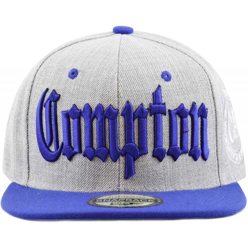 Baseball Caps Compton 3D Embroidered Heather Grey Snap Back Baseball Hat - Royal - C112E09C9XT $8.19