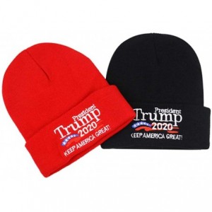 Baseball Caps Trump 2020 Knitted Beanies Caps Men Women Embroidery Winter Warm Hat - 2 Pack-k-red/Black - CR18ZXX9OZC $19.49