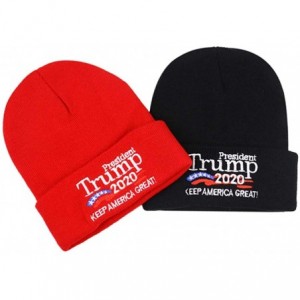 Baseball Caps Trump 2020 Knitted Beanies Caps Men Women Embroidery Winter Warm Hat - 2 Pack-k-red/Black - CR18ZXX9OZC $8.96