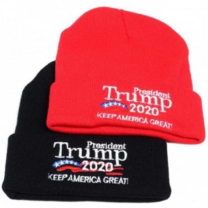 Baseball Caps Trump 2020 Knitted Beanies Caps Men Women Embroidery Winter Warm Hat - 2 Pack-k-red/Black - CR18ZXX9OZC $8.96