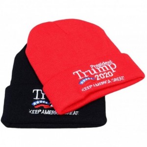 Baseball Caps Trump 2020 Knitted Beanies Caps Men Women Embroidery Winter Warm Hat - 2 Pack-k-red/Black - CR18ZXX9OZC $8.96