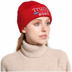 Baseball Caps Trump 2020 Knitted Beanies Caps Men Women Embroidery Winter Warm Hat - 2 Pack-k-red/Black - CR18ZXX9OZC $8.96