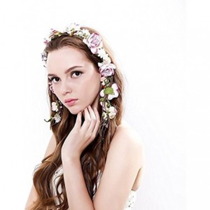 Headbands Newly arrived Rattan Flower Vine Crown Tiaras Necklace Belt Party Decoration - Pink-2 - CB17YDATSQ7 $11.78