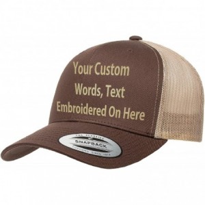 Baseball Caps Custom Trucker Hat Yupoong 6606 Embroidered Your Own Text Curved Bill Snapback - Brown/Khaki - C51875NAA40 $20.94