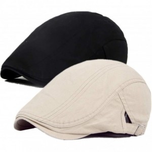 Newsboy Caps Men's Linen Duckbill Ivy Newsboy Hat Scally Flat Cap - Black2+beige2 - CA18SM35A28 $15.68