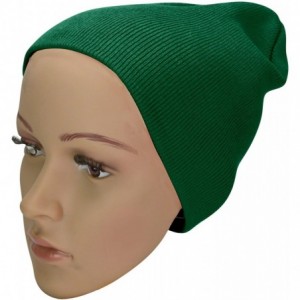 Skullies & Beanies Solid Color Beanie Cap 8 inch Winter Hat Warm Snowboard Ski Hat Dark Green - CG119N21FON $7.04