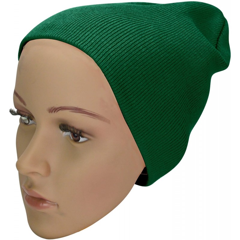 Skullies & Beanies Solid Color Beanie Cap 8 inch Winter Hat Warm Snowboard Ski Hat Dark Green - CG119N21FON $7.04