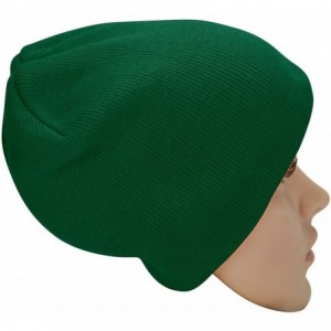 Skullies & Beanies Solid Color Beanie Cap 8 inch Winter Hat Warm Snowboard Ski Hat Dark Green - CG119N21FON $7.04