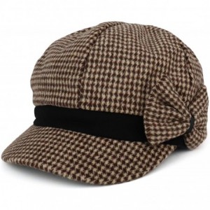 Newsboy Caps Women's Houndstooth Pattern Newsboy Cap with Side Bow - Brown - CK18INCCTK7 $16.35