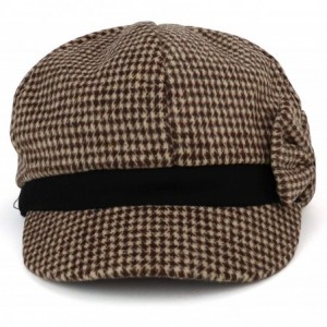 Newsboy Caps Women's Houndstooth Pattern Newsboy Cap with Side Bow - Brown - CK18INCCTK7 $16.35