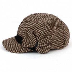 Newsboy Caps Women's Houndstooth Pattern Newsboy Cap with Side Bow - Brown - CK18INCCTK7 $16.35