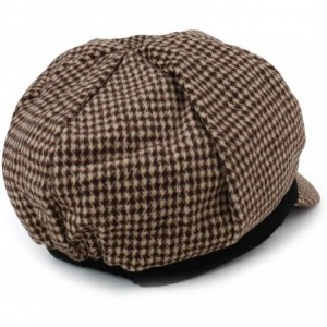 Newsboy Caps Women's Houndstooth Pattern Newsboy Cap with Side Bow - Brown - CK18INCCTK7 $16.35