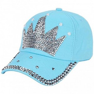 Baseball Caps Fashion Women Bling Studded Rhinestone Crystal Love Lips Baseball Caps Hats - Blue - CE18EQQDXMC $11.29