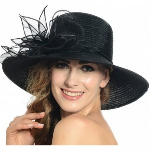 Sun Hats Lightweight Kentucky Derby Church Dress Wedding Hat S052 - Black - CH11WLHV0QF $43.52