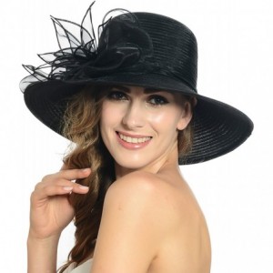 Sun Hats Lightweight Kentucky Derby Church Dress Wedding Hat S052 - Black - CH11WLHV0QF $19.67