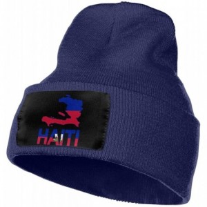 Skullies & Beanies Haiti Map Flag and Text Men Women Knit Hats Stretchy & Soft Ski Cap Beanie - Navy - C718LXC4ZZC $28.20