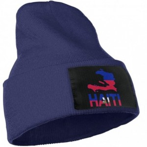 Skullies & Beanies Haiti Map Flag and Text Men Women Knit Hats Stretchy & Soft Ski Cap Beanie - Navy - C718LXC4ZZC $15.84