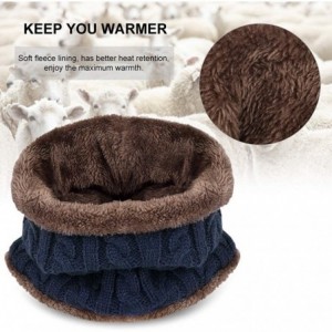 Skullies & Beanies Winter Beanie Hat Scarf Set Warm Knit Hat Thick Skull Cap for Men Women - Blue - CL19227I8QZ $9.03