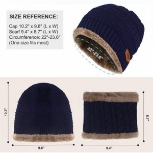 Skullies & Beanies Winter Beanie Hat Scarf Set Warm Knit Hat Thick Skull Cap for Men Women - Blue - CL19227I8QZ $9.03