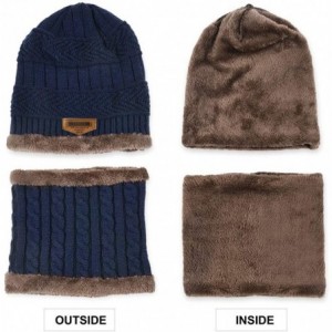 Skullies & Beanies Winter Beanie Hat Scarf Set Warm Knit Hat Thick Skull Cap for Men Women - Blue - CL19227I8QZ $9.03