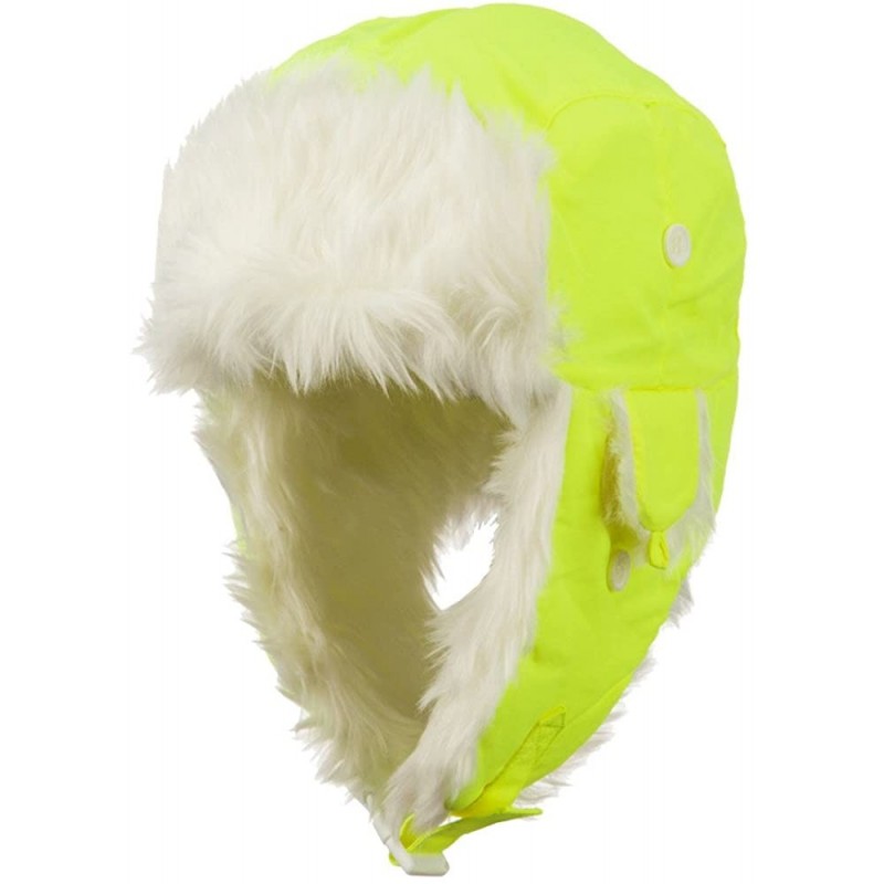 Bomber Hats Neon Faux Fur Aviator Trooper Hat - Neon Yellow - CQ11NY2OHB1 $71.69