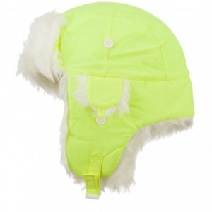 Bomber Hats Neon Faux Fur Aviator Trooper Hat - Neon Yellow - CQ11NY2OHB1 $28.68