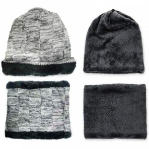 Skullies & Beanies Winter Beanie Hat Scarf Set- Unisex Warm Hat- Thick Fleece Lined Winter Knit Hat - Gray - CR18Z93S9M8 $8.80