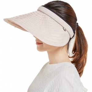 Sun Hats Women's Summer Foldable Straw Sun Visor w/Cute Bowtie UPF 50+ Packable Wide Brim Roll-Up Visor Beach Hat - CY19685XZ...