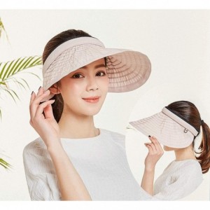 Sun Hats Women's Summer Foldable Straw Sun Visor w/Cute Bowtie UPF 50+ Packable Wide Brim Roll-Up Visor Beach Hat - CY19685XZ...