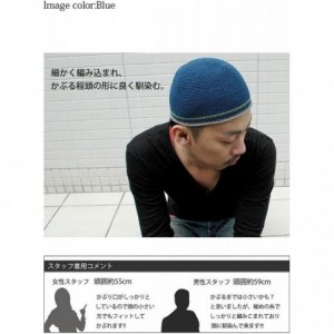 Skullies & Beanies Mens Skull Cap Cotton Kufi Beanie Hand Made Knitted Hat Elastic Tight Japanese - Blue - CR11O5JI8HB $15.22