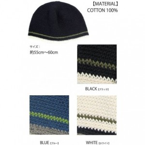 Skullies & Beanies Mens Skull Cap Cotton Kufi Beanie Hand Made Knitted Hat Elastic Tight Japanese - Blue - CR11O5JI8HB $15.22