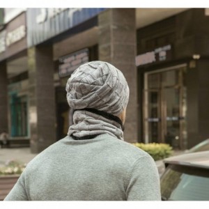 Skullies & Beanies Winter Beanie Hat Scarf Set- Unisex Warm Hat- Thick Fleece Lined Winter Knit Hat - Gray - CR18Z93S9M8 $8.80