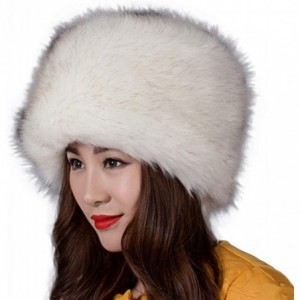 Skullies & Beanies Women's Faux Fur Hat for Winter with Stretch Cossack Russion Style Beanie Warm Cap - White 1 - CF18ICX3O00...