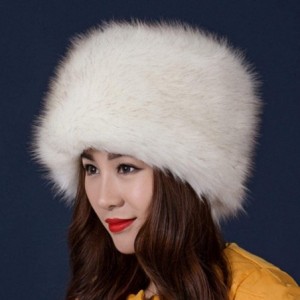 Skullies & Beanies Women's Faux Fur Hat for Winter with Stretch Cossack Russion Style Beanie Warm Cap - White 1 - CF18ICX3O00...