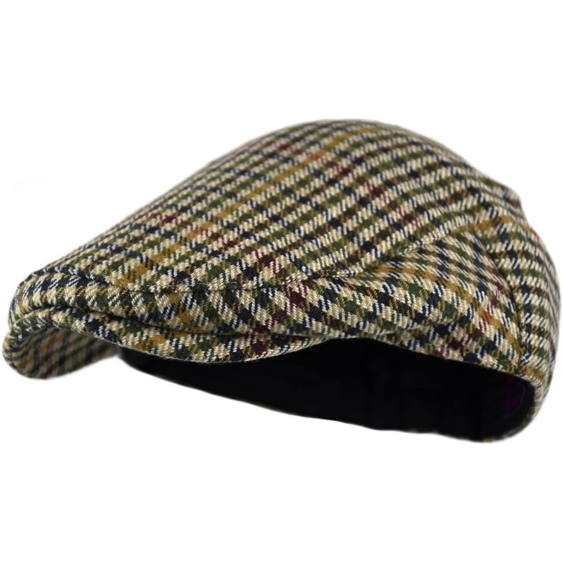 Newsboy Caps Men's Classic Herringbone Tweed Wool Blend Newsboy Ivy Hat (Large/X-Large- Charcoal) - Houndstooth Camel - CU186...