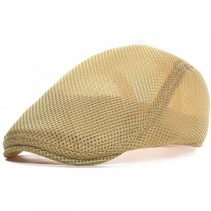 Newsboy Caps Men Breathable Mesh Summer Hat Newsboy Beret Ivy Cap Cabbie Flat Cap - Style3- Khaki - C818SMNKEYU $8.78