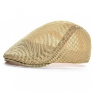 Newsboy Caps Men Breathable Mesh Summer Hat Newsboy Beret Ivy Cap Cabbie Flat Cap - Style3- Khaki - C818SMNKEYU $8.78