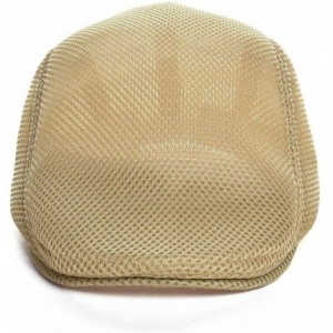 Newsboy Caps Men Breathable Mesh Summer Hat Newsboy Beret Ivy Cap Cabbie Flat Cap - Style3- Khaki - C818SMNKEYU $8.78