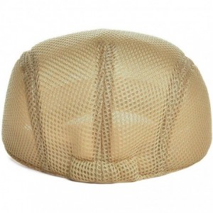 Newsboy Caps Men Breathable Mesh Summer Hat Newsboy Beret Ivy Cap Cabbie Flat Cap - Style3- Khaki - C818SMNKEYU $8.78